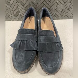 Clarks Dark Blue Suede Loafers